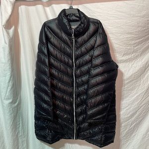 Calvin Klein 3x 3/4 black chevron puffer w/pockets packable down washable euc